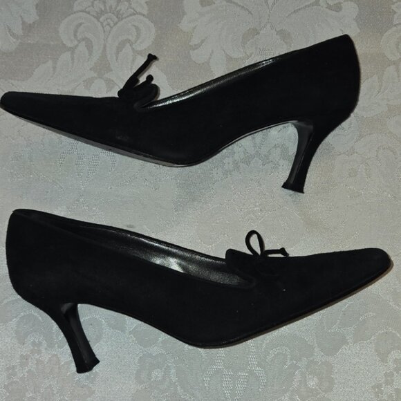 Saks Fifth Avenue Folio Collection Black Suede Leather Pump Sz 9 - Picture 3 of 7